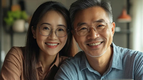 Couple smiling